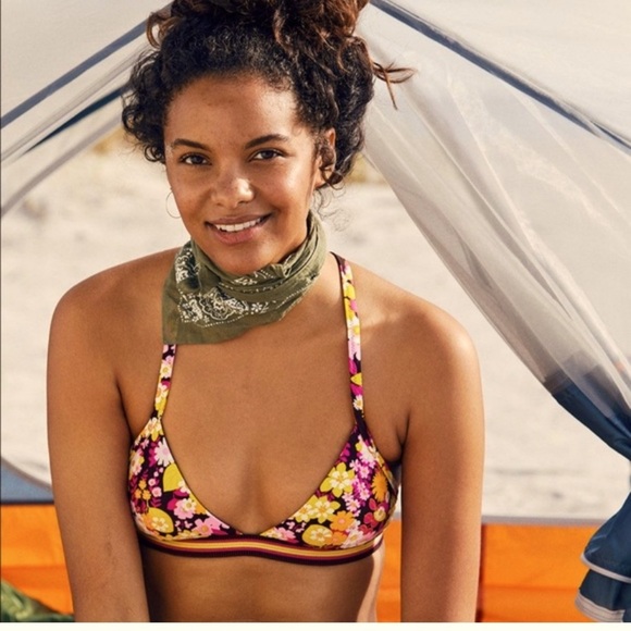 AERIE Crossback Triangle Floral Bikini Top XL - Picture 1 of 6